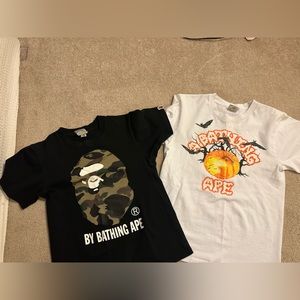 2 mens size small Authentic BAPE T shirts